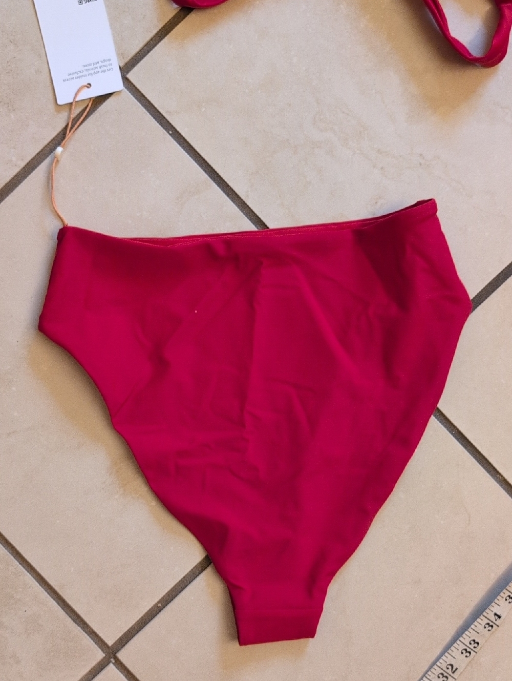 NWT Quince Bikini Set Top & Italian High-rise High-leg Bottom Cherry Red Size S - Picture 6 of 15